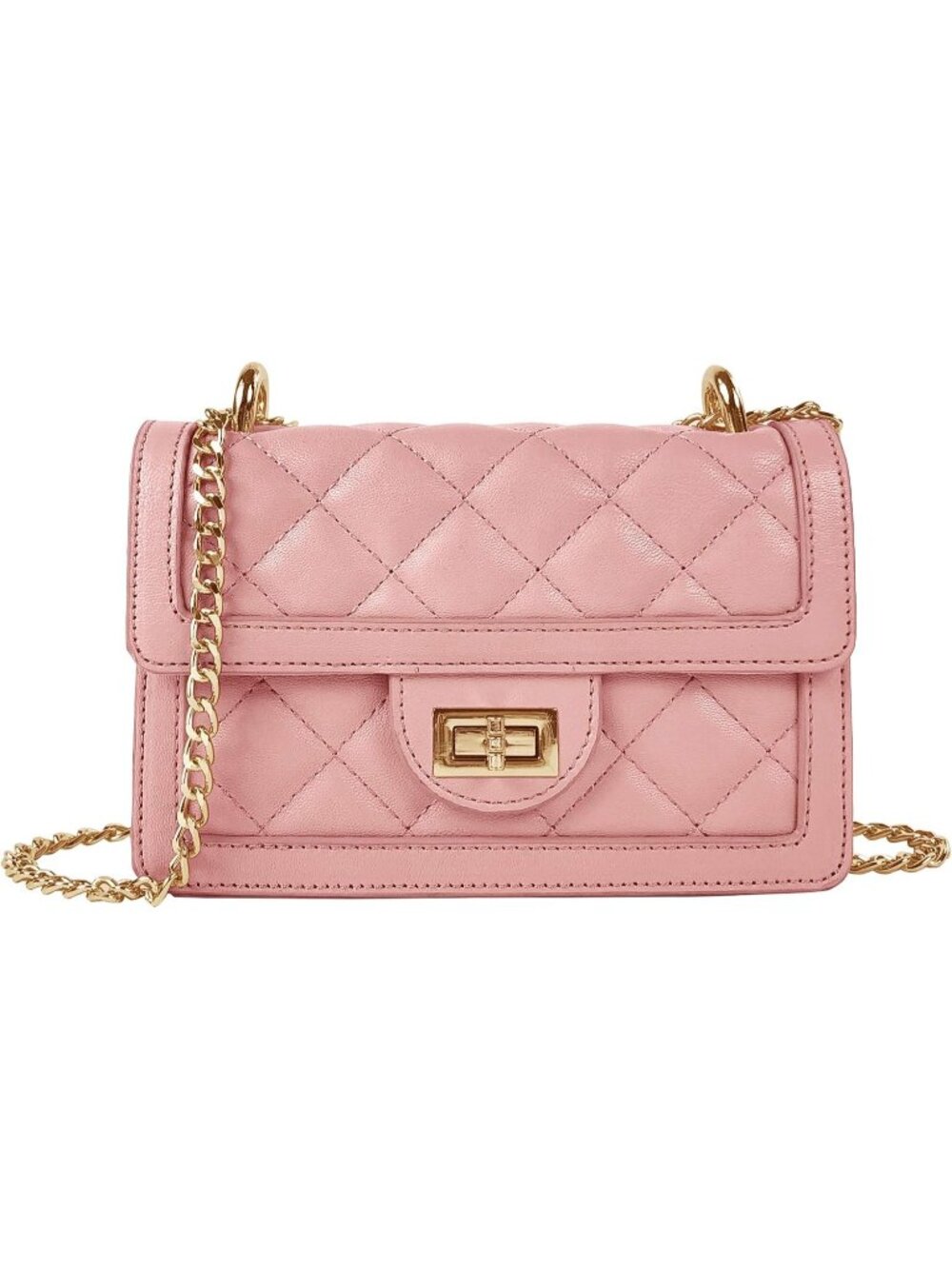 👜Women's Pink Quilted Crossbody Bag Mini Shoulder Chain Phone Wallet Purse